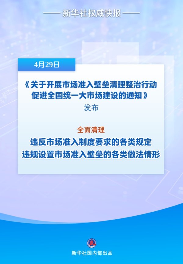 富明配资 我国将开展市场准入壁垒清理整治行动